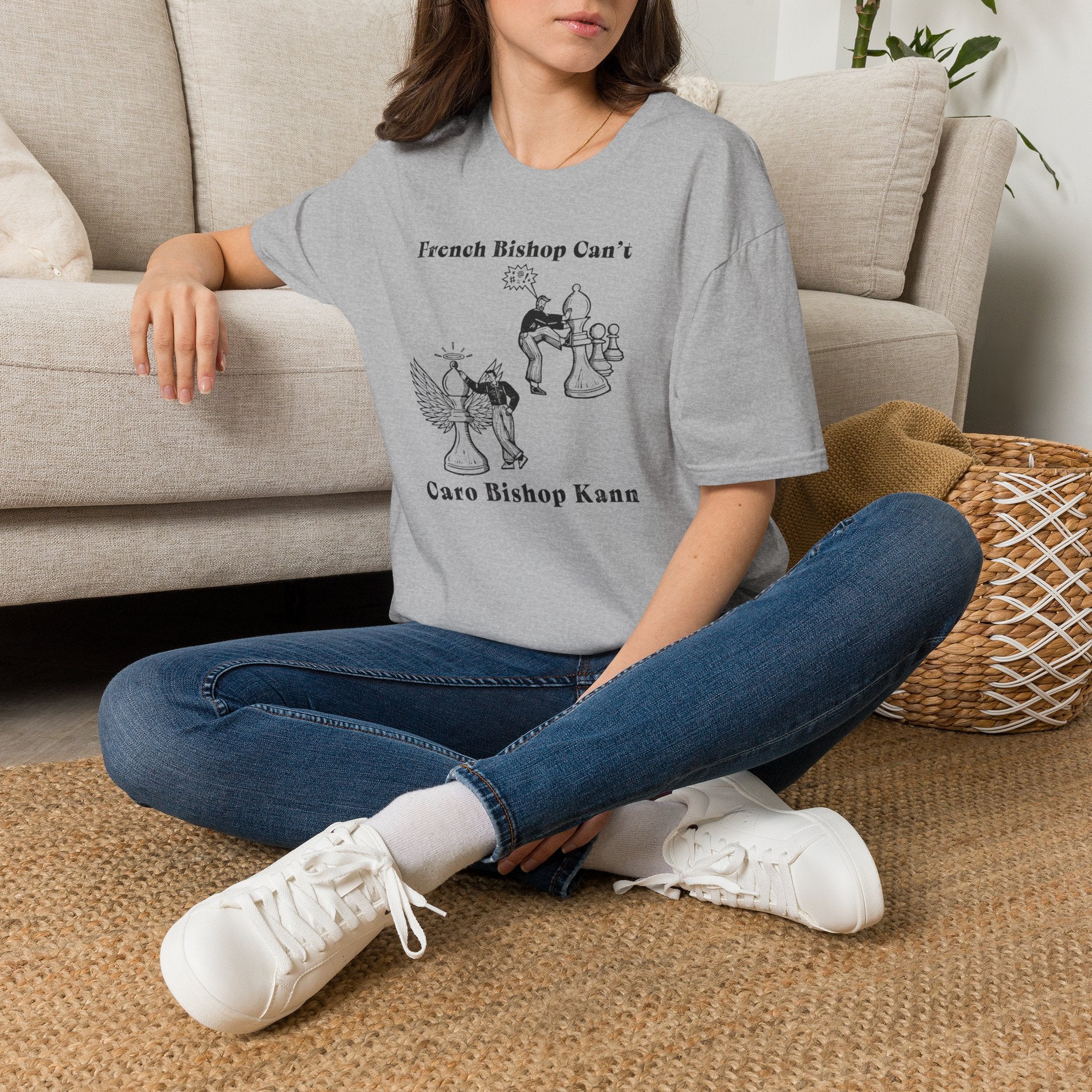 Chess T-Shirt — "French Bishop Can't / Caro Bishop Kann" Vintage Chess Humor Tee