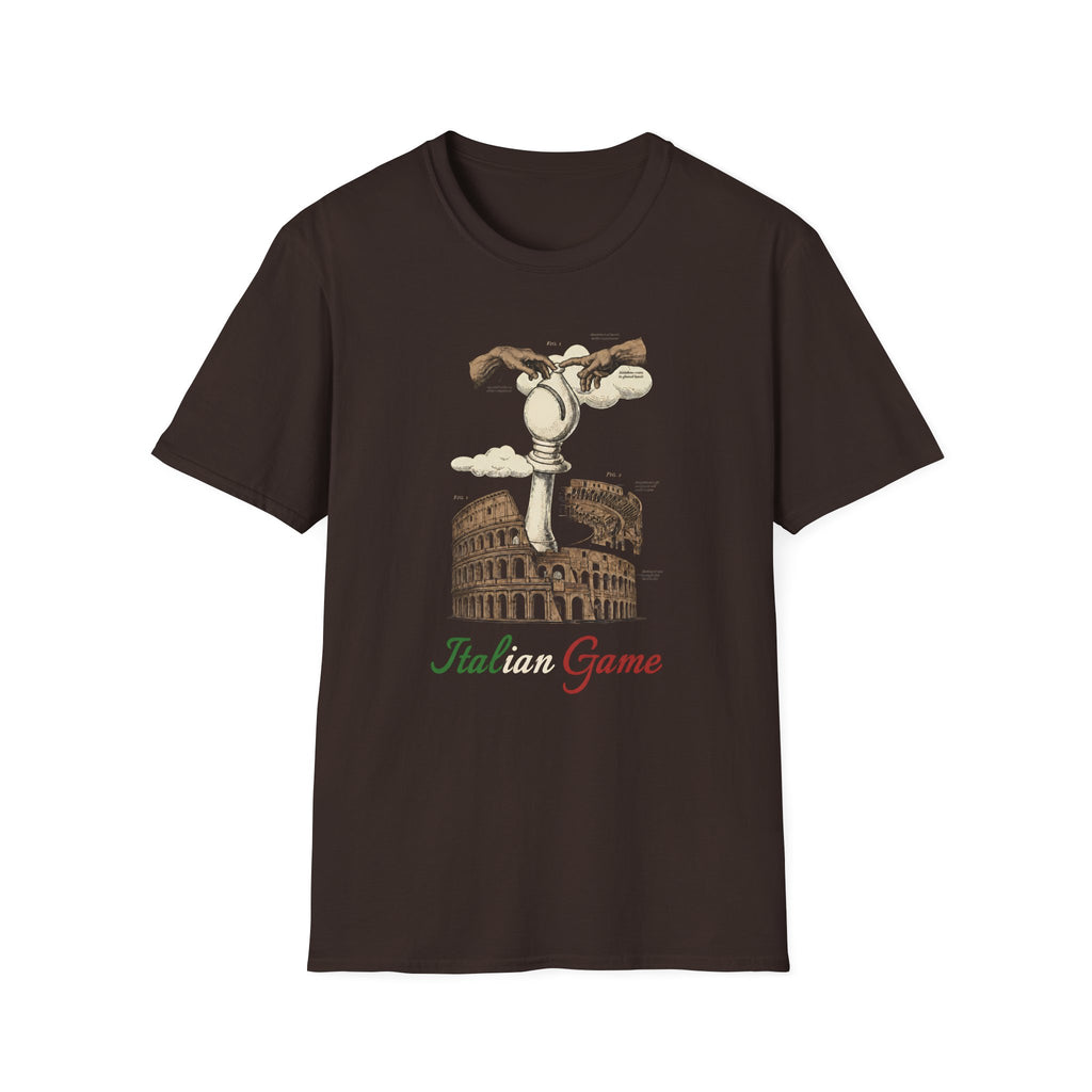 Italian Game T‑Shirt – Chess Hands Over Colosseum Graphic Tee