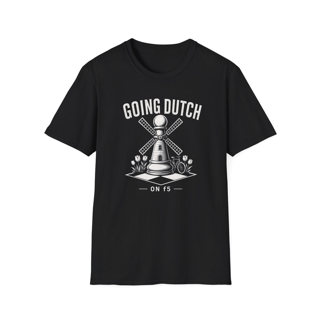 Going Dutch T-Shirt — Windmill Chess Pawn Design, Funny Chess Lover Tee