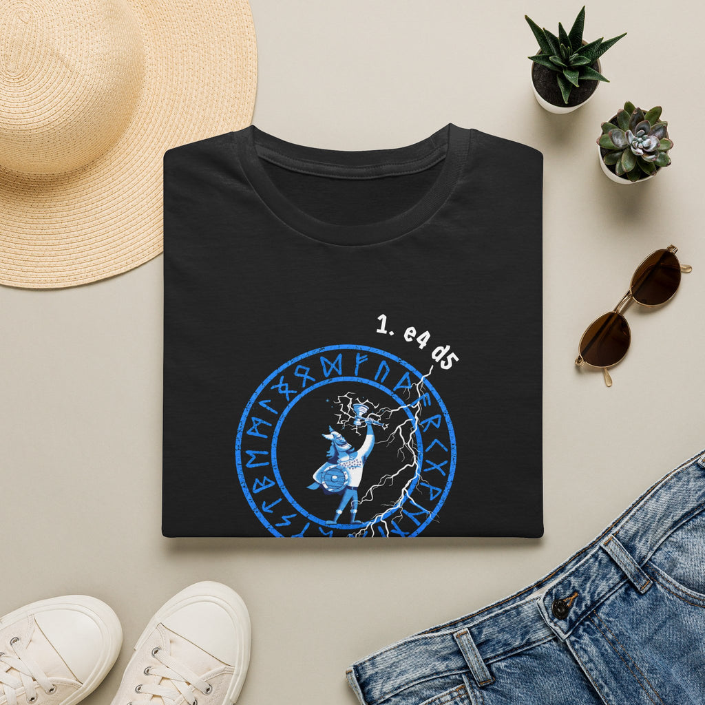 Viking Rune Shield T‑Shirt — 'I. ends' Lightning Defense Design