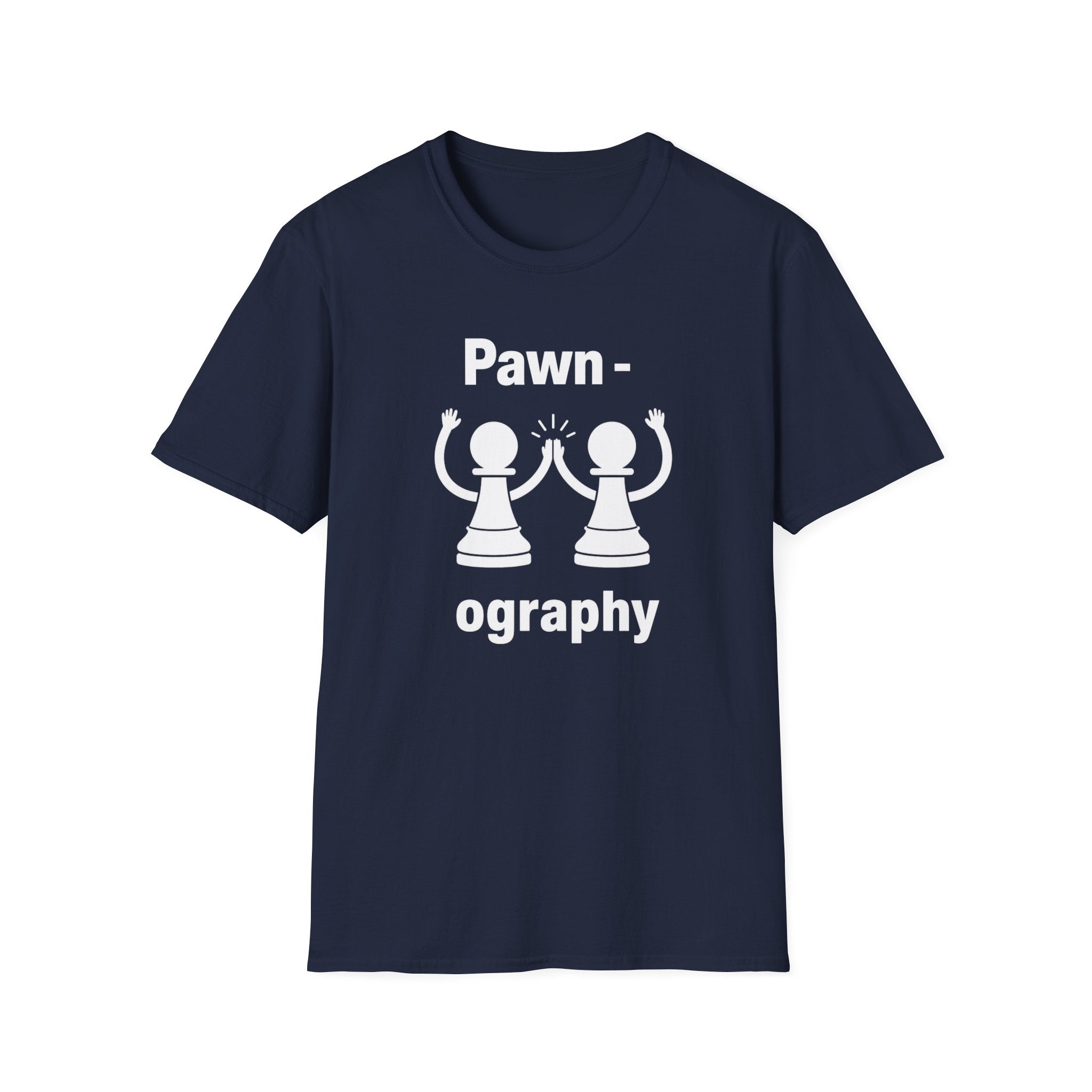 Pawn-ography Chess T-Shirt — Funny Pawn High-Five Tee for Chess Players & Gifts