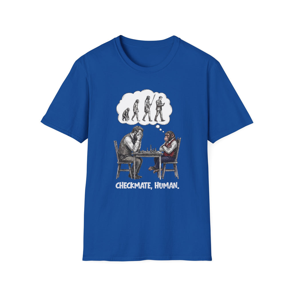 T-Shirt — 'Checkmate, Human' Chess Apes Evolution Graphic
