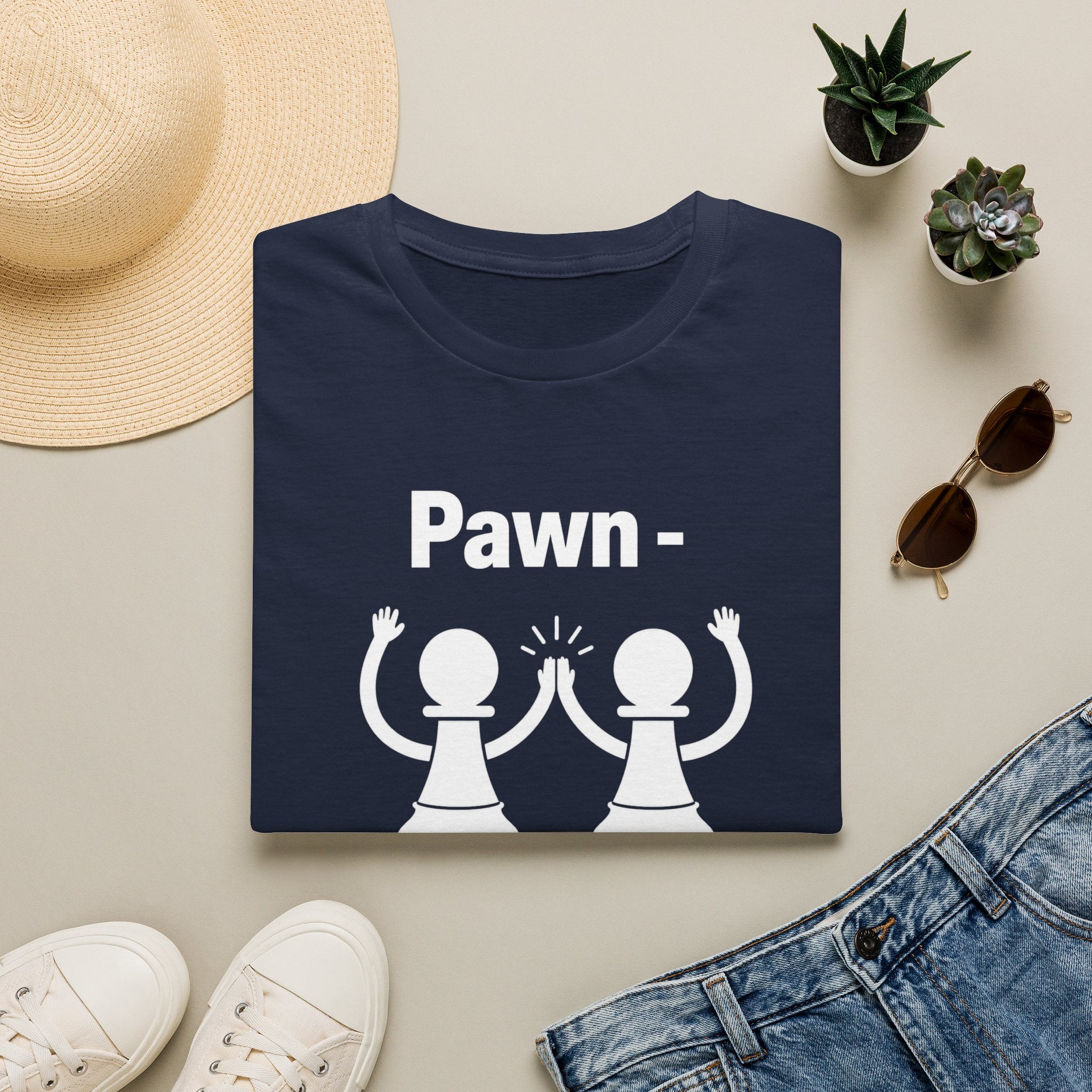 Pawn-ography Chess T-Shirt — Funny Pawn High-Five Tee for Chess Players & Gifts