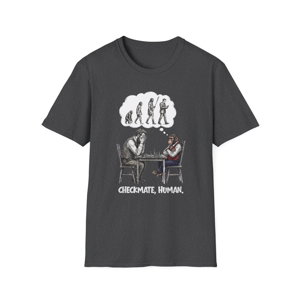 T-Shirt — 'Checkmate, Human' Chess Apes Evolution Graphic