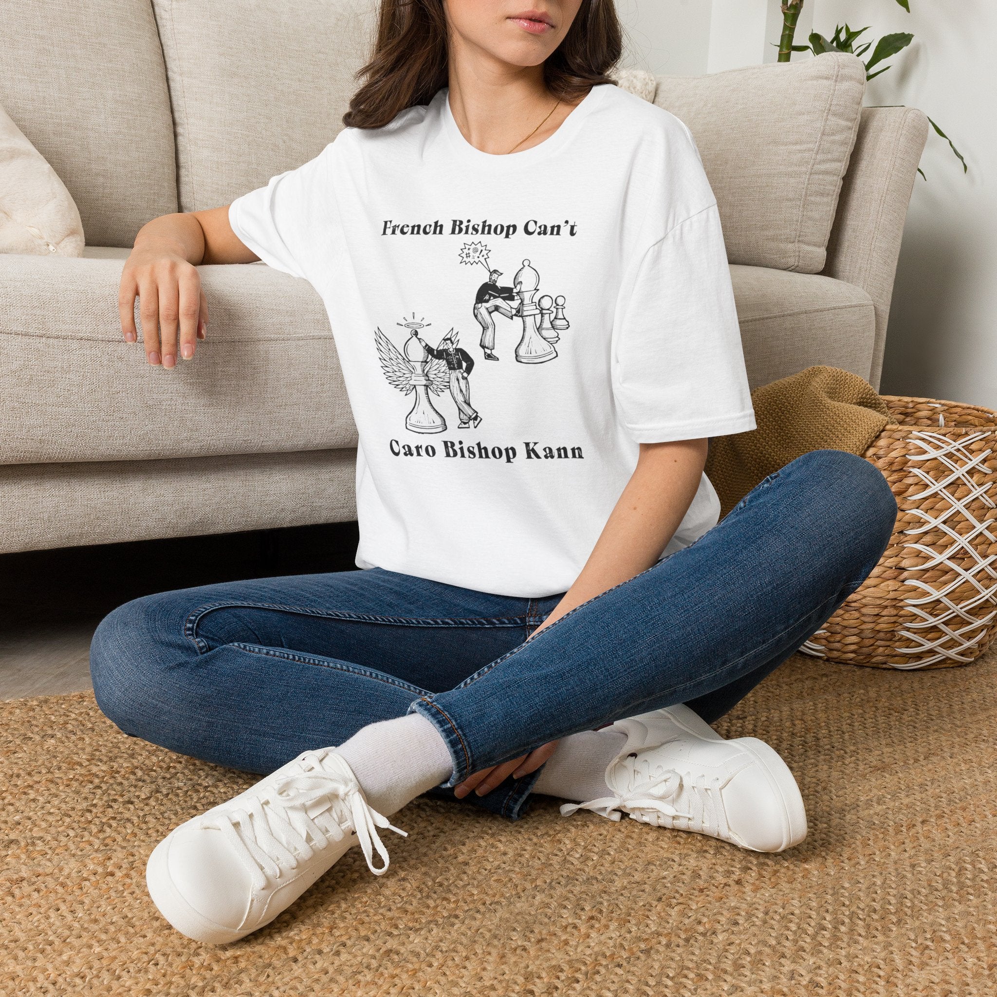 Chess T-Shirt — "French Bishop Can't / Caro Bishop Kann" Vintage Chess Humor Tee