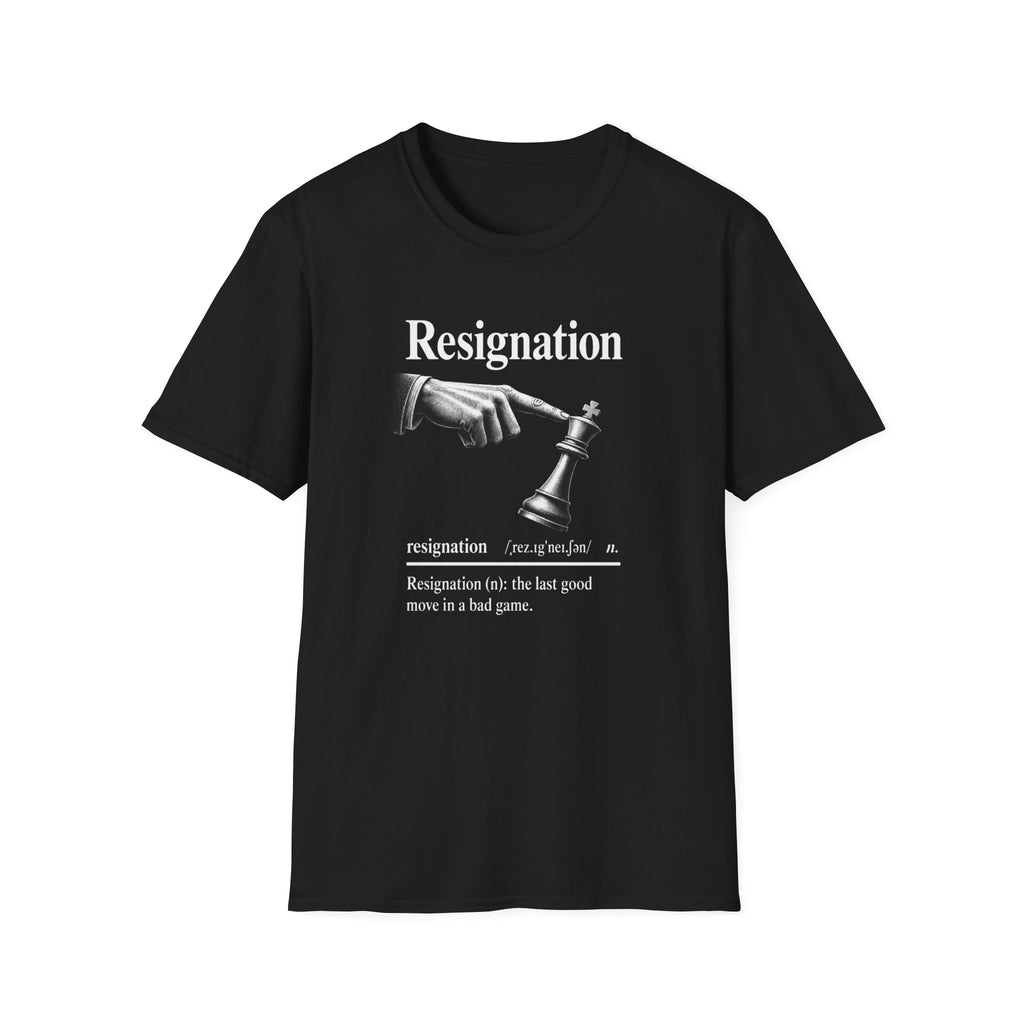 Resignation Chess Tee — 'Resignation' Graphic T‑Shirt with Chess King Surrender Design