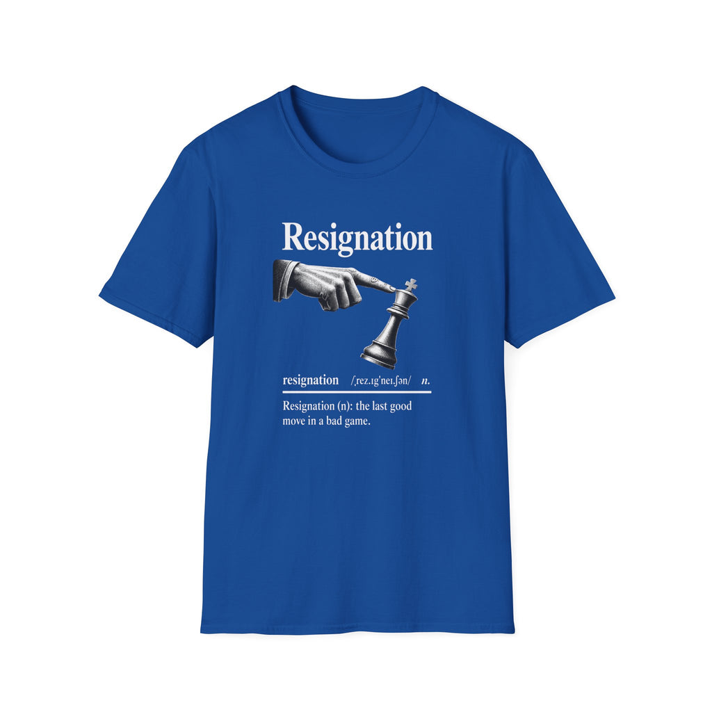 Resignation Chess Tee — 'Resignation' Graphic T‑Shirt with Chess King Surrender Design