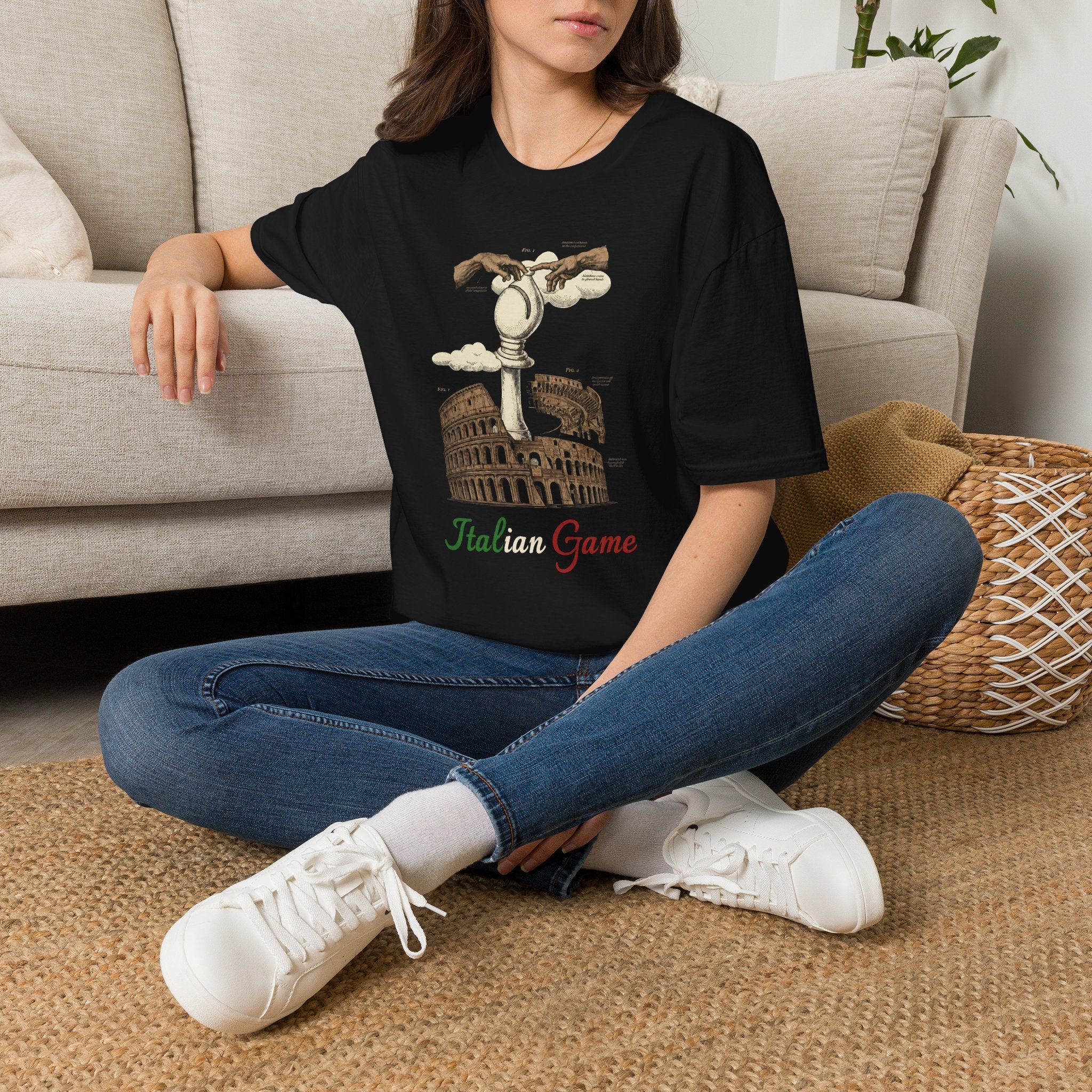 Italian Game T‑Shirt – Chess Hands Over Colosseum Graphic Tee