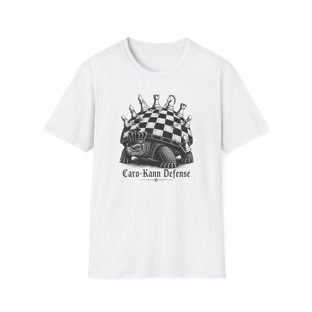 Caro-Kann Defense Chess T-Shirt — Vintage King & Crown Chessboard Design