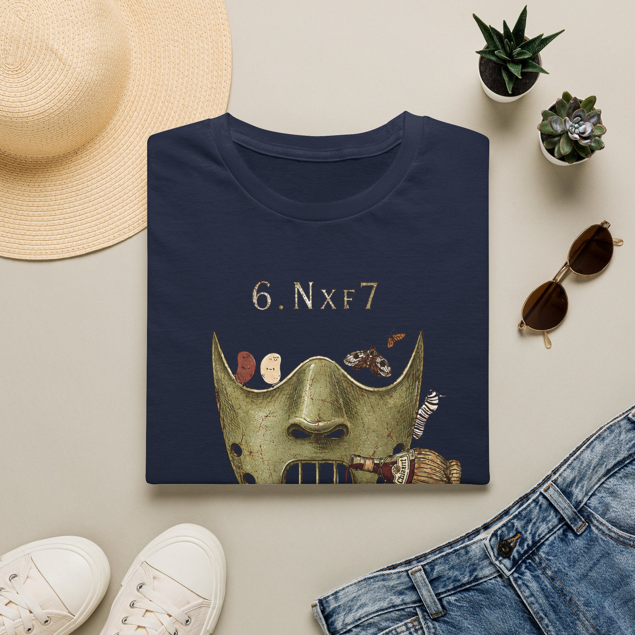 6.Nxf7 Chess Mask T‑Shirt — Novelty Chess Puzzle Tee