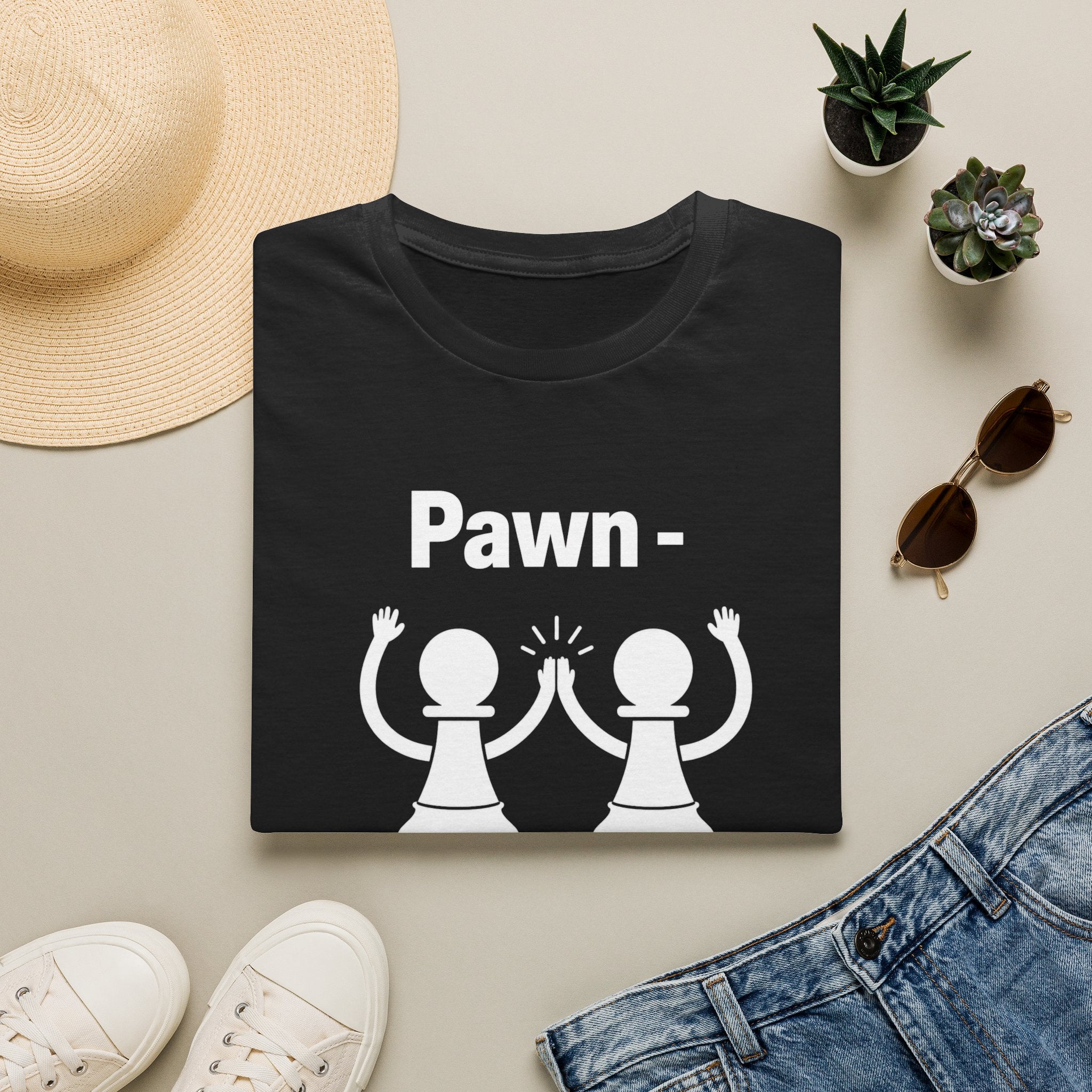 Pawn-ography Chess T-Shirt — Funny Pawn High-Five Tee for Chess Players & Gifts