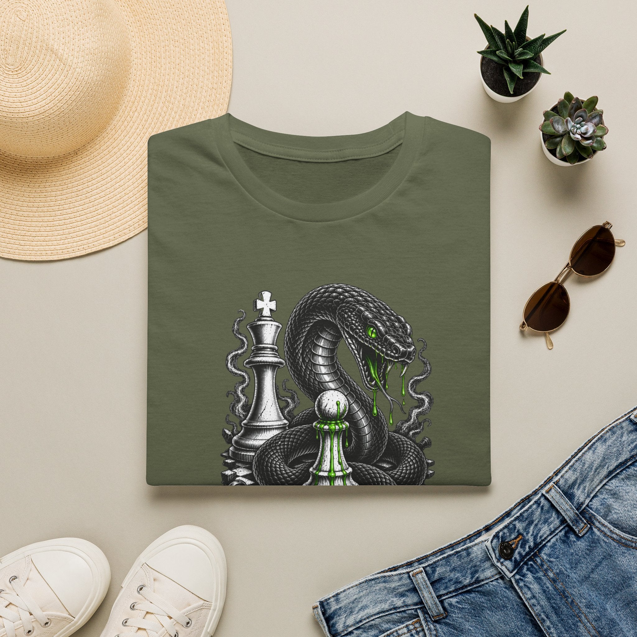 Snake Chess T-Shirt — Green Venom Chess Piece Graphic Tee