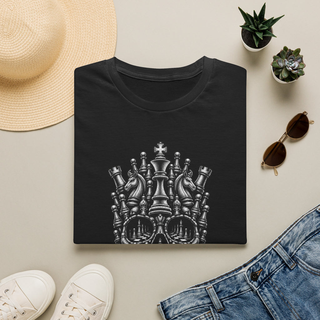 Skull Crown T-Shirt — 'Every King Falls' Gothic Chess Skull Tee