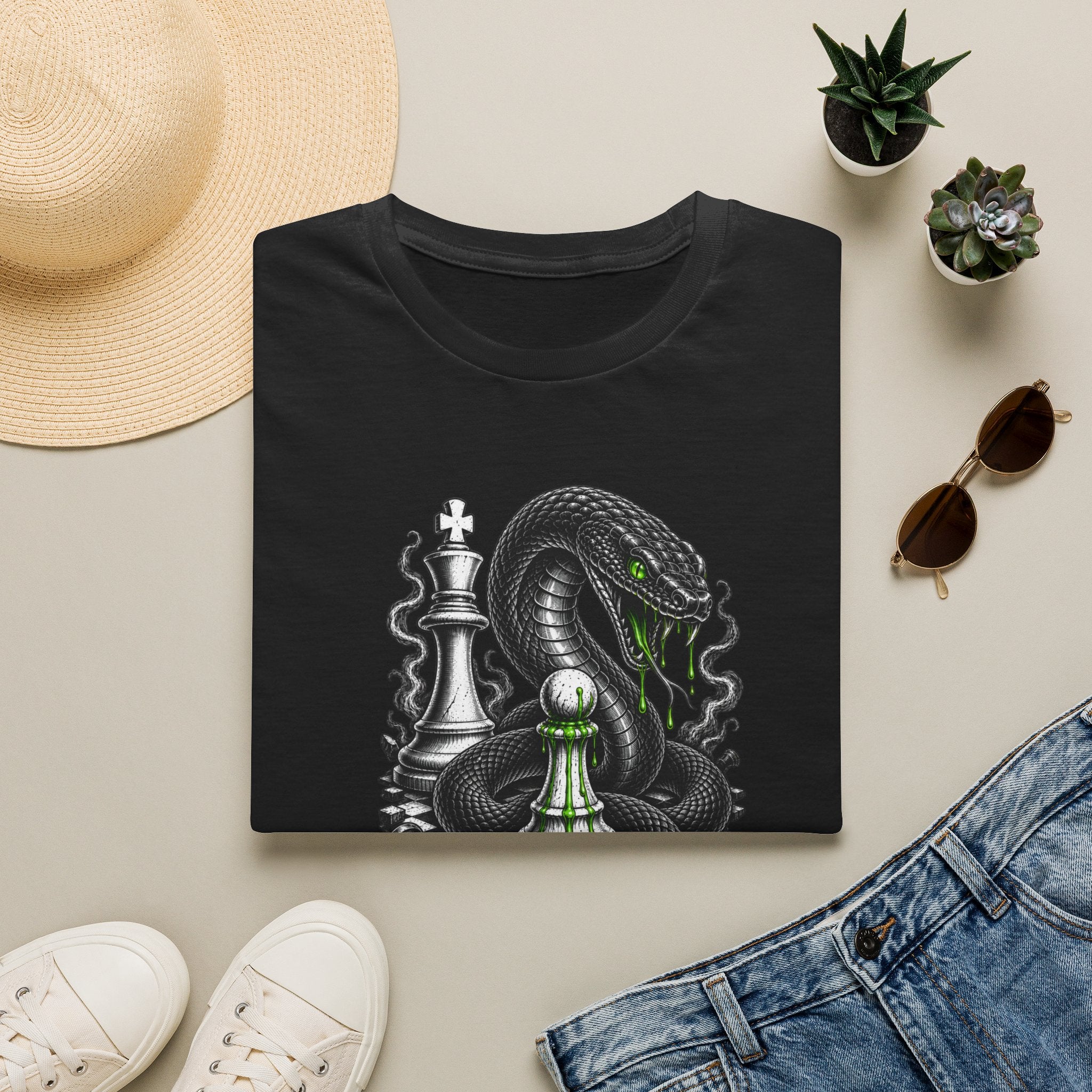 Snake Chess T-Shirt — Green Venom Chess Piece Graphic Tee