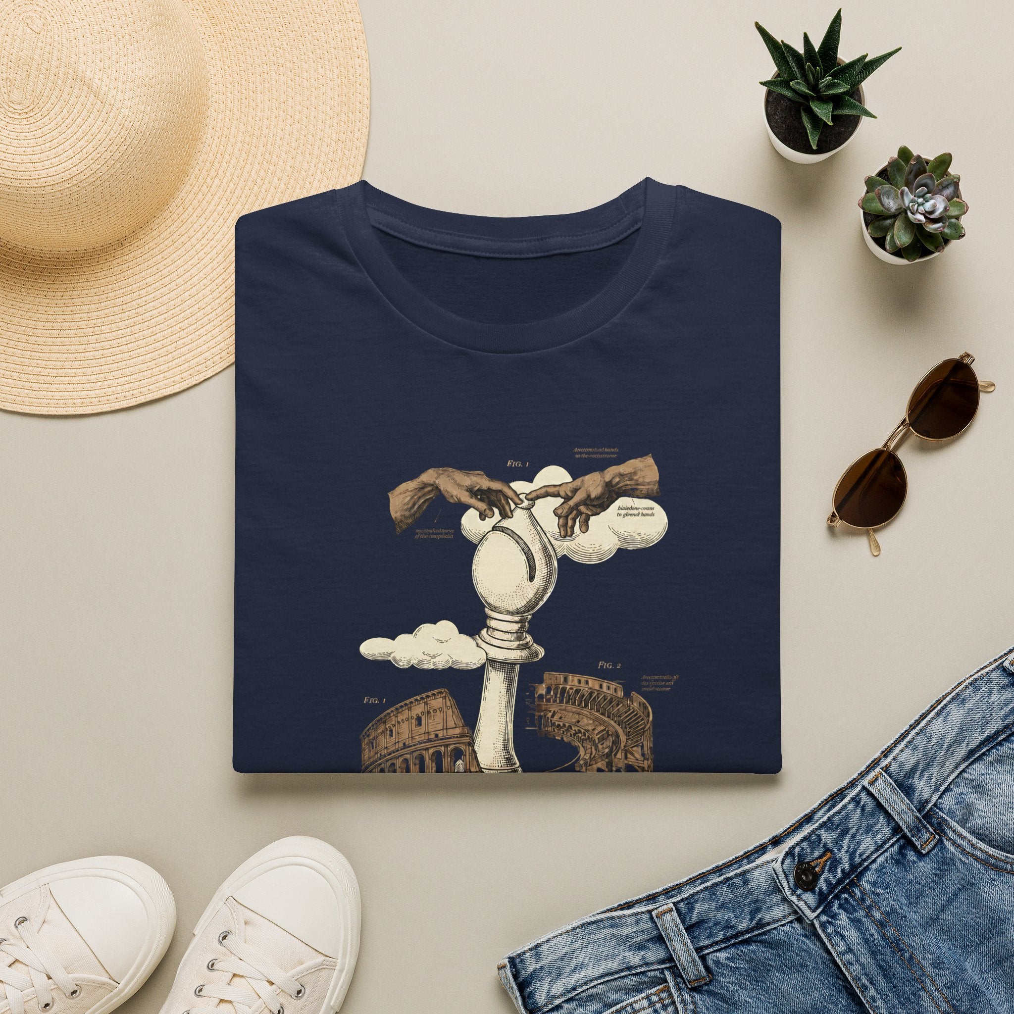 Italian Game T‑Shirt – Chess Hands Over Colosseum Graphic Tee