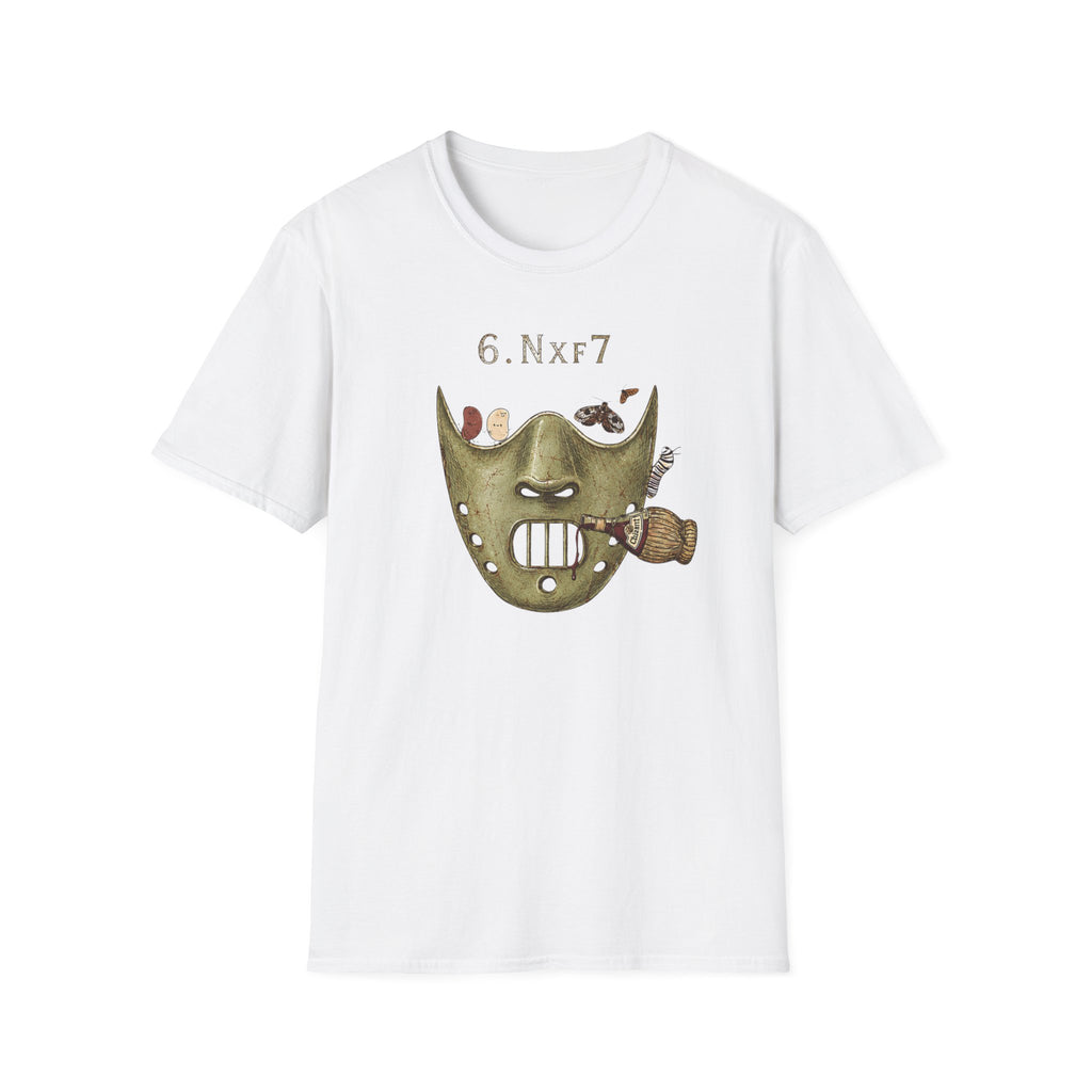 6.Nxf7 Chess Mask T‑Shirt — Novelty Chess Puzzle Tee