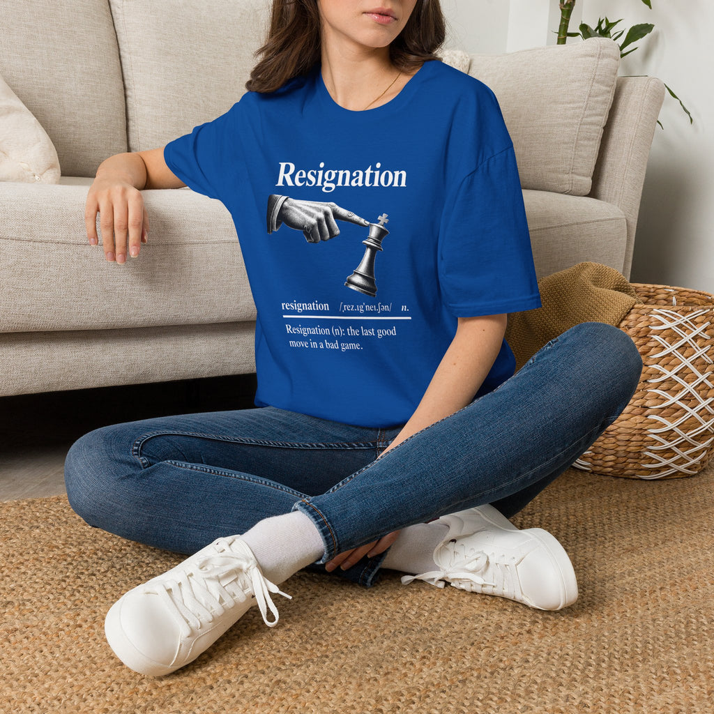 Resignation Chess Tee — 'Resignation' Graphic T‑Shirt with Chess King Surrender Design