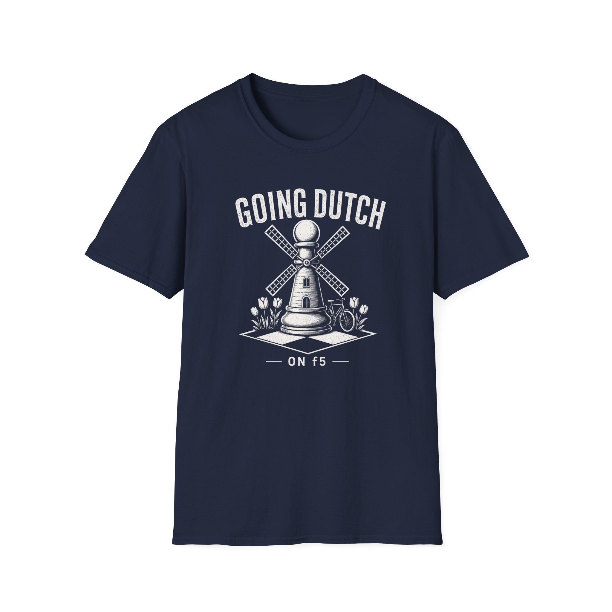 Going Dutch T-Shirt — Windmill Chess Pawn Design, Funny Chess Lover Tee