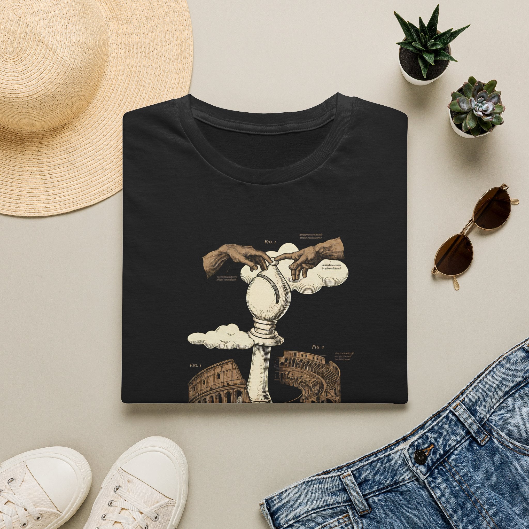 Italian Game T‑Shirt – Chess Hands Over Colosseum Graphic Tee
