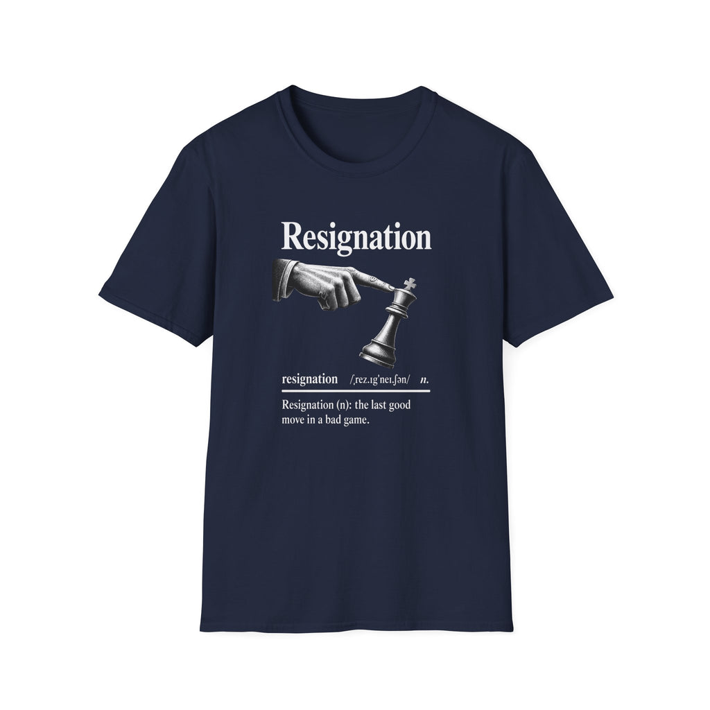 Resignation Chess Tee — 'Resignation' Graphic T‑Shirt with Chess King Surrender Design