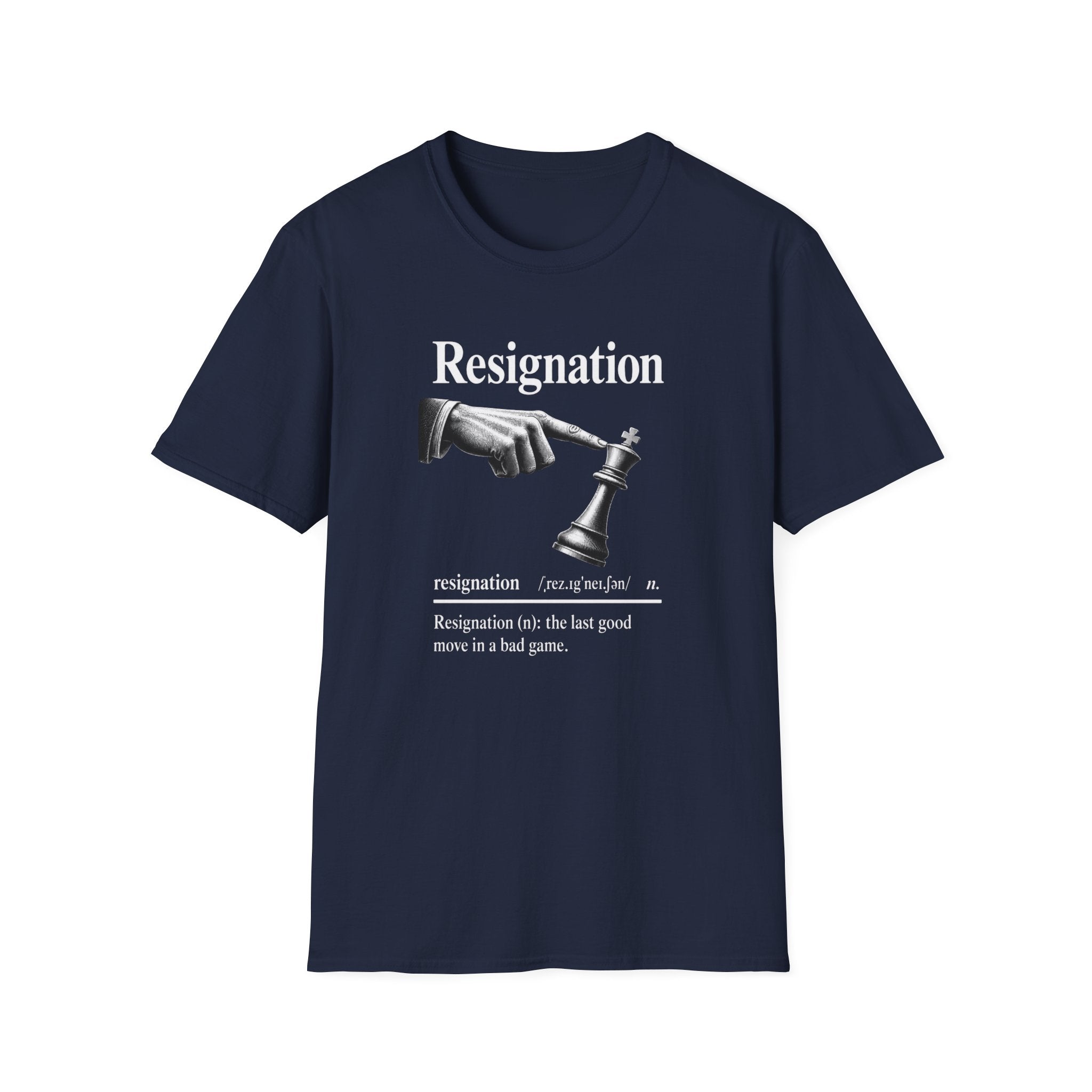 Resignation Chess Tee — 'Resignation' Graphic T‑Shirt with Chess King Surrender Design