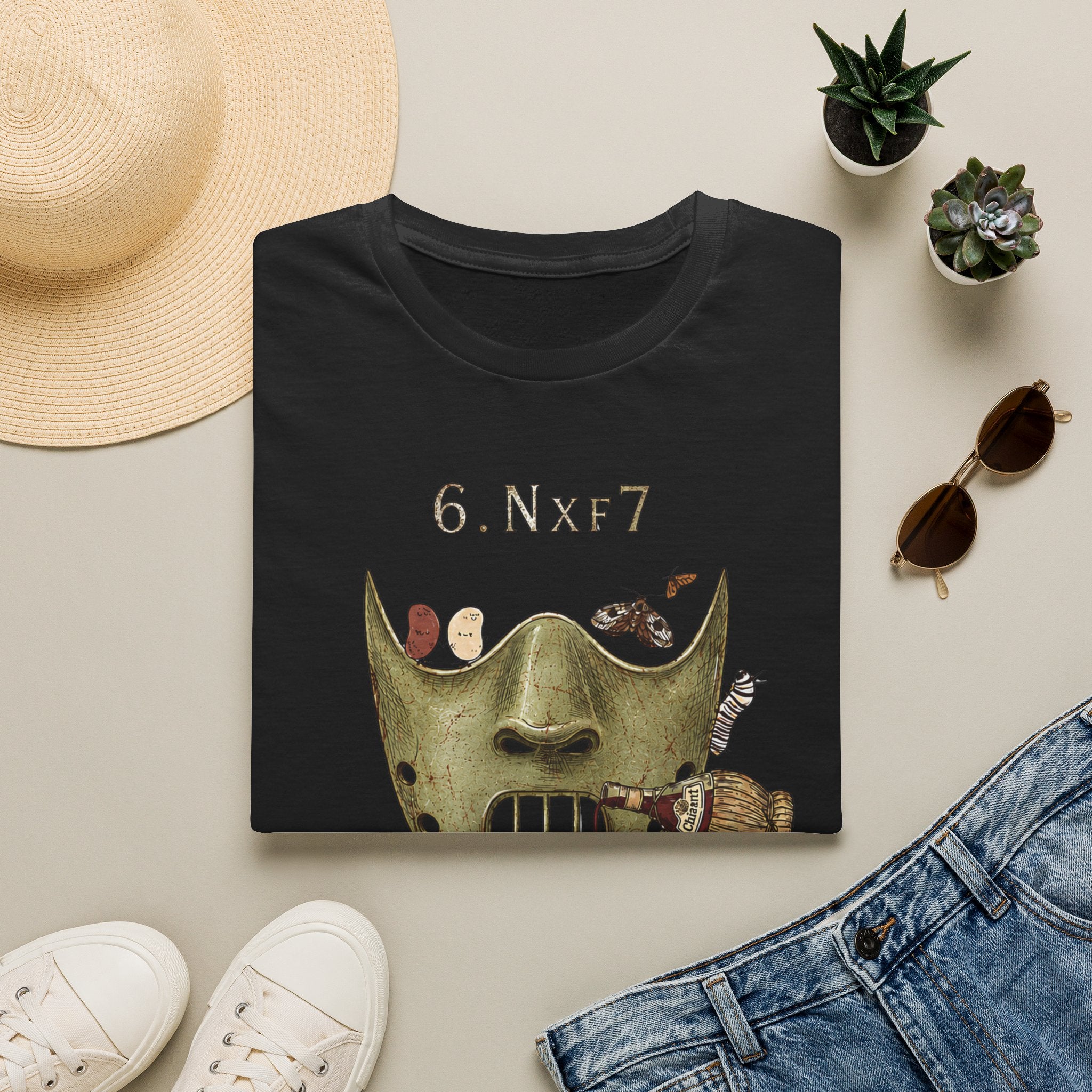 6.Nxf7 Chess Mask T‑Shirt — Novelty Chess Puzzle Tee