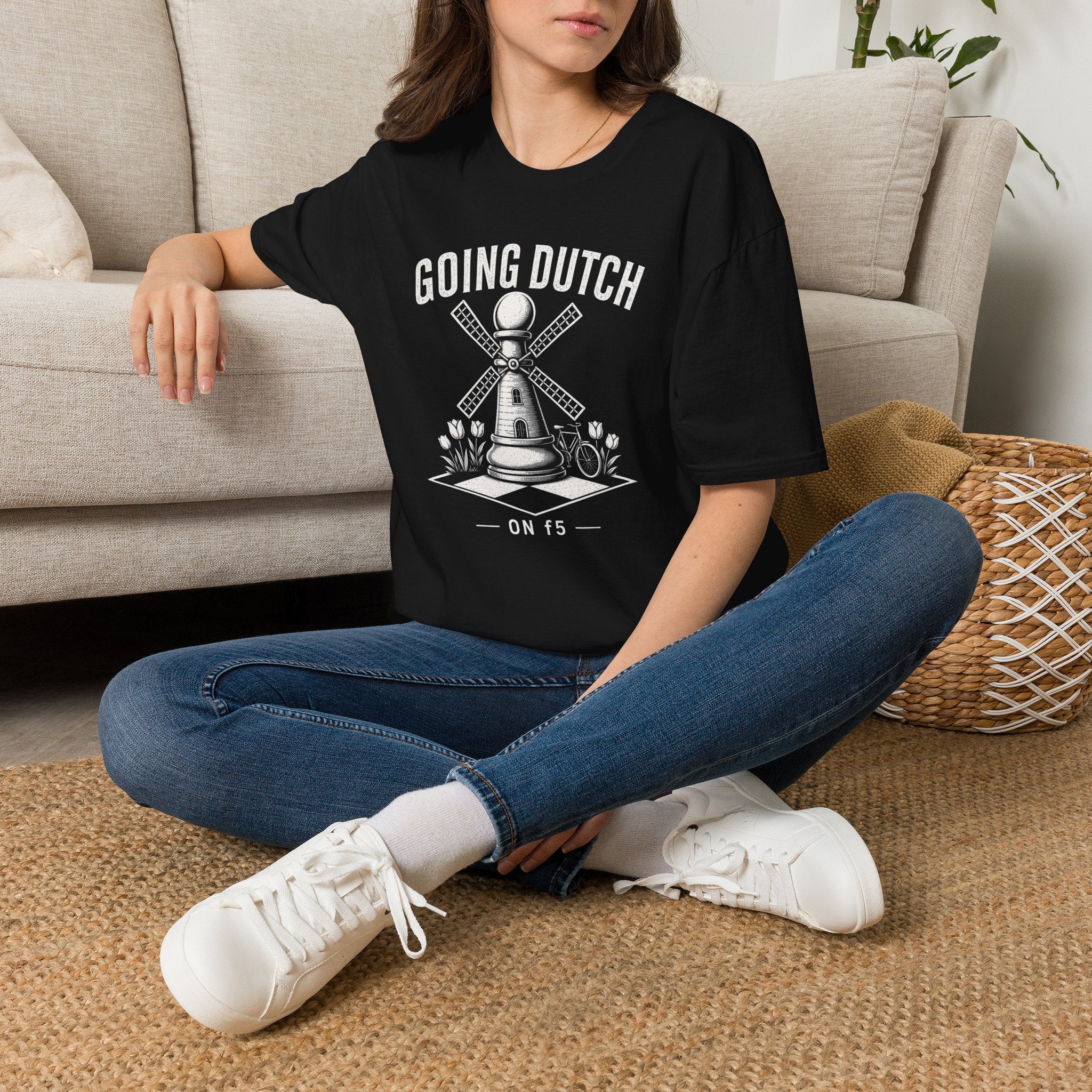 Going Dutch T-Shirt — Windmill Chess Pawn Design, Funny Chess Lover Tee