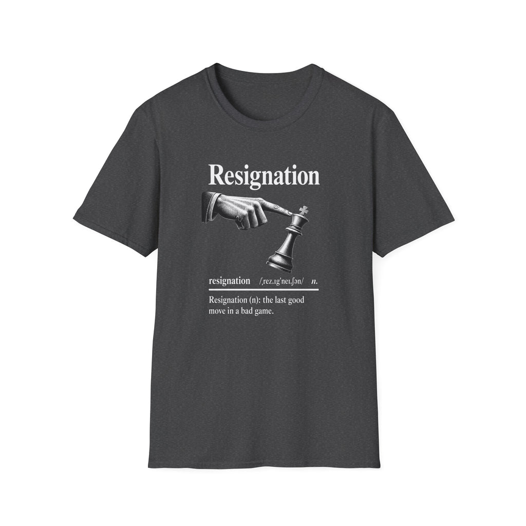 Resignation Chess Tee — 'Resignation' Graphic T‑Shirt with Chess King Surrender Design