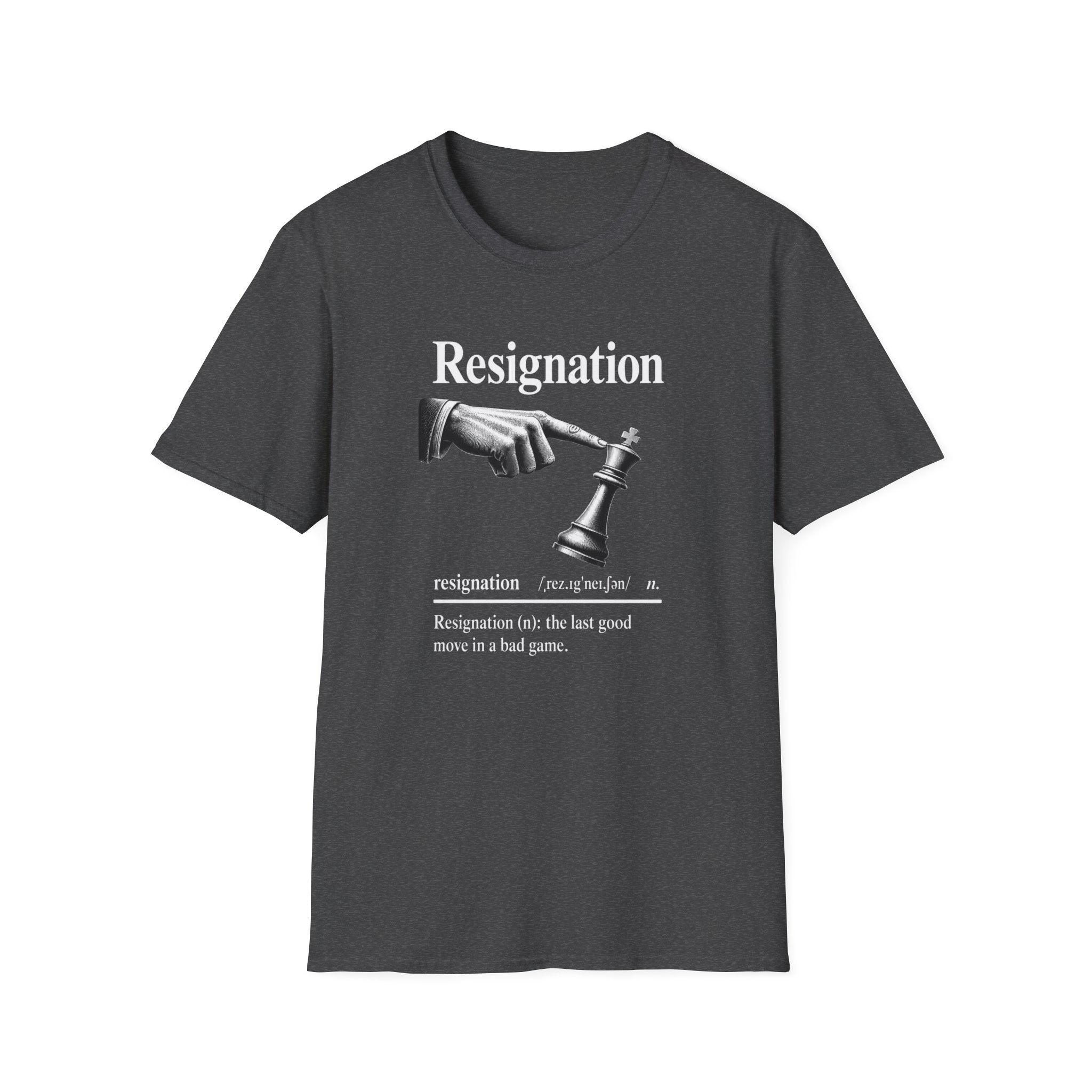 Resignation Chess Tee — 'Resignation' Graphic T‑Shirt with Chess King Surrender Design
