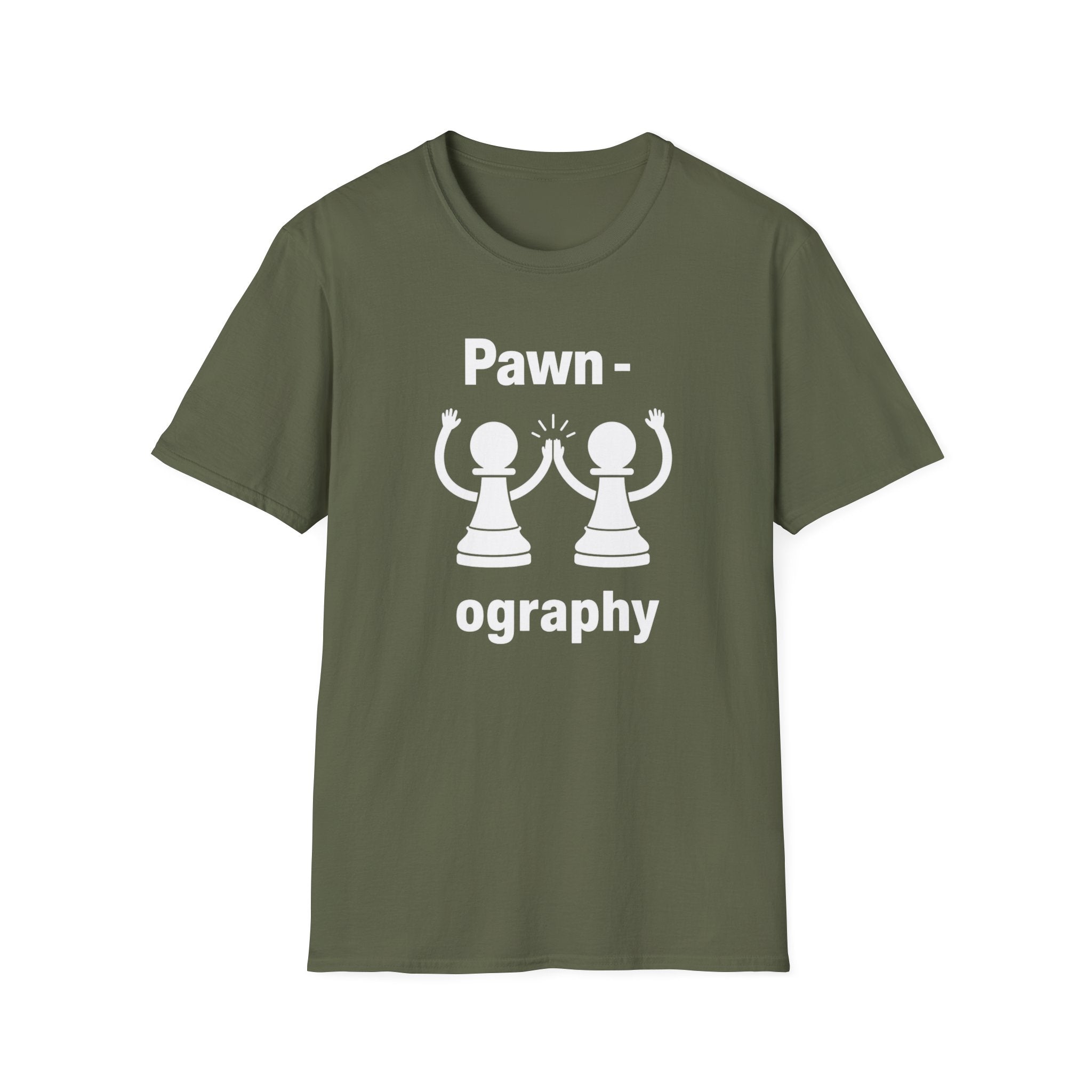 Pawn-ography Chess T-Shirt — Funny Pawn High-Five Tee for Chess Players & Gifts