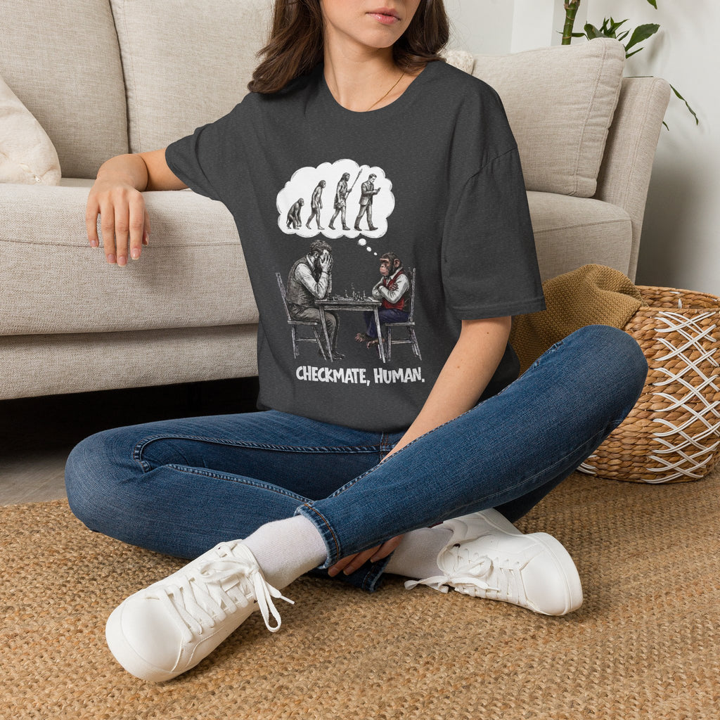 T-Shirt — 'Checkmate, Human' Chess Apes Evolution Graphic