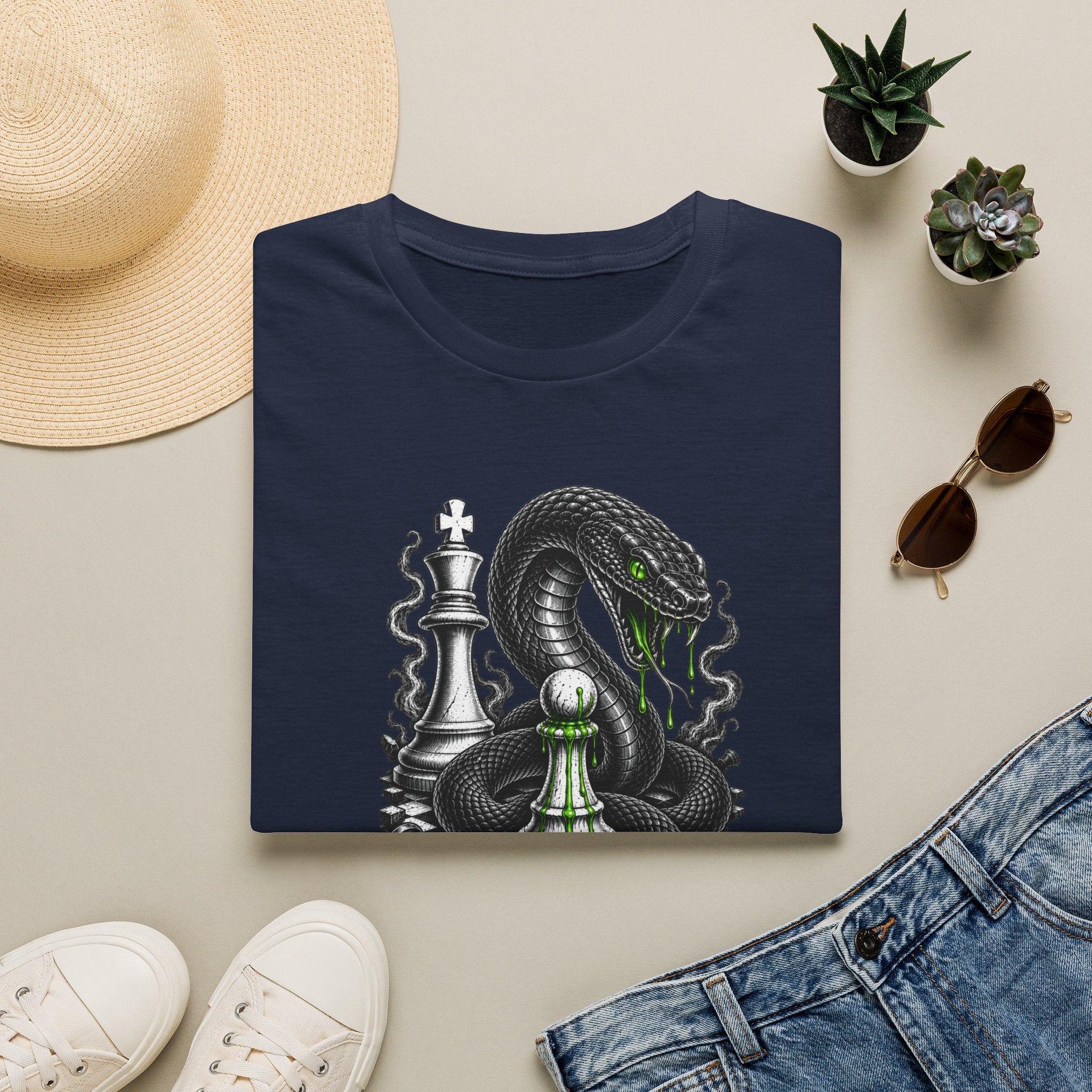 Snake Chess T-Shirt — Green Venom Chess Piece Graphic Tee