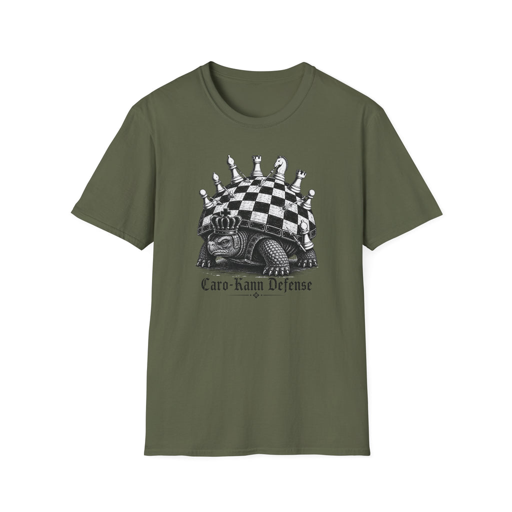 Caro-Kann Defense Chess T-Shirt — Vintage King & Crown Chessboard Design