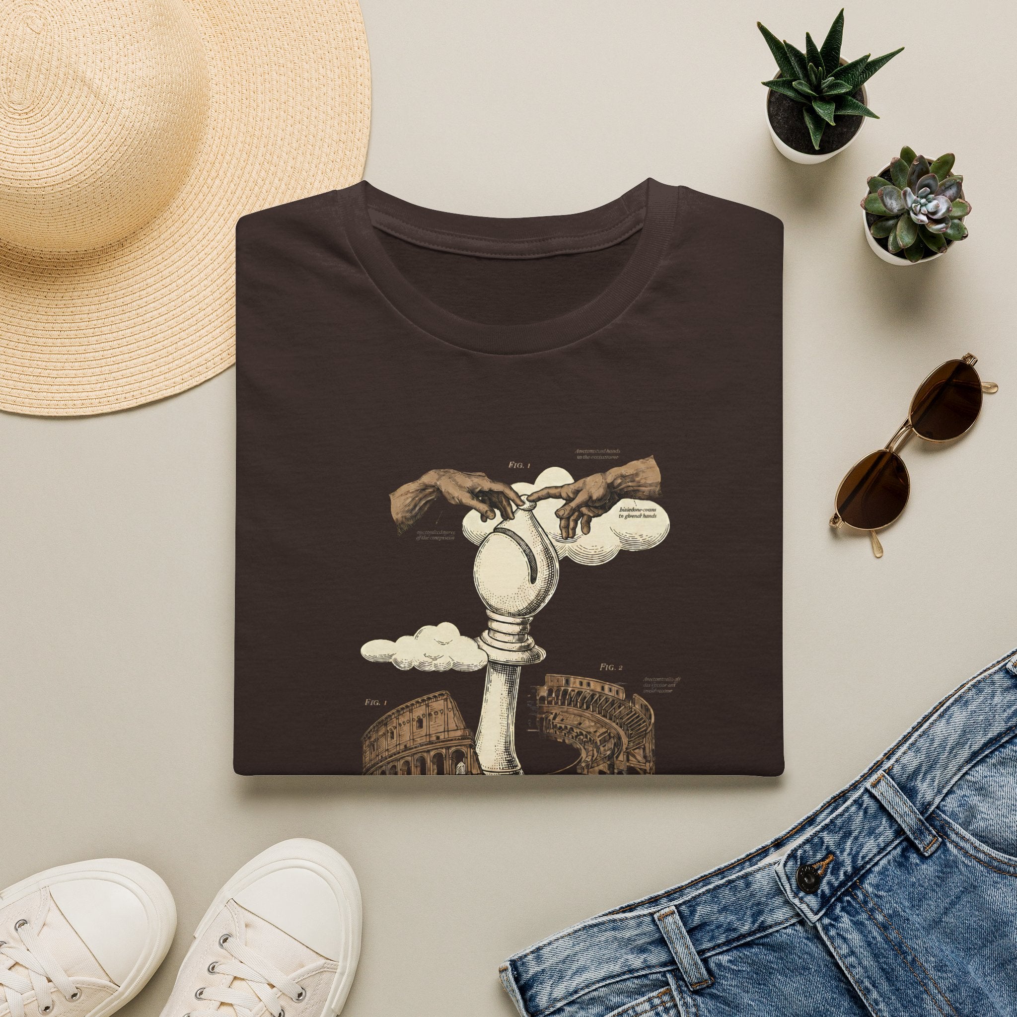 Italian Game T‑Shirt – Chess Hands Over Colosseum Graphic Tee