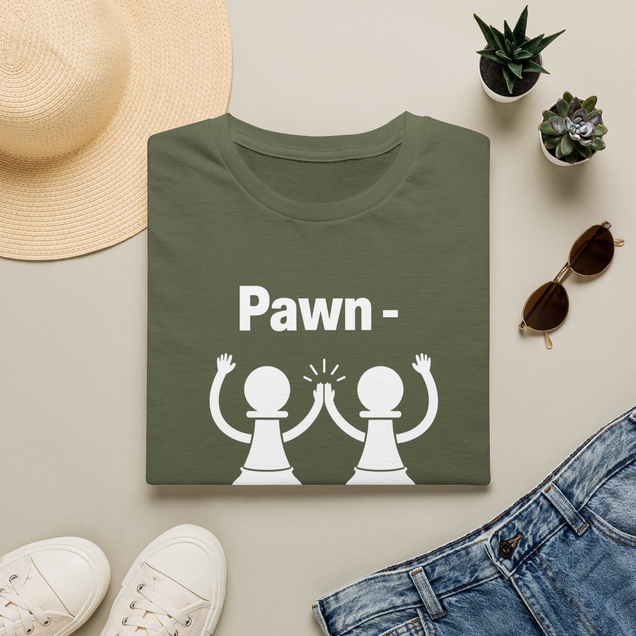Pawn-ography Chess T-Shirt — Funny Pawn High-Five Tee for Chess Players & Gifts
