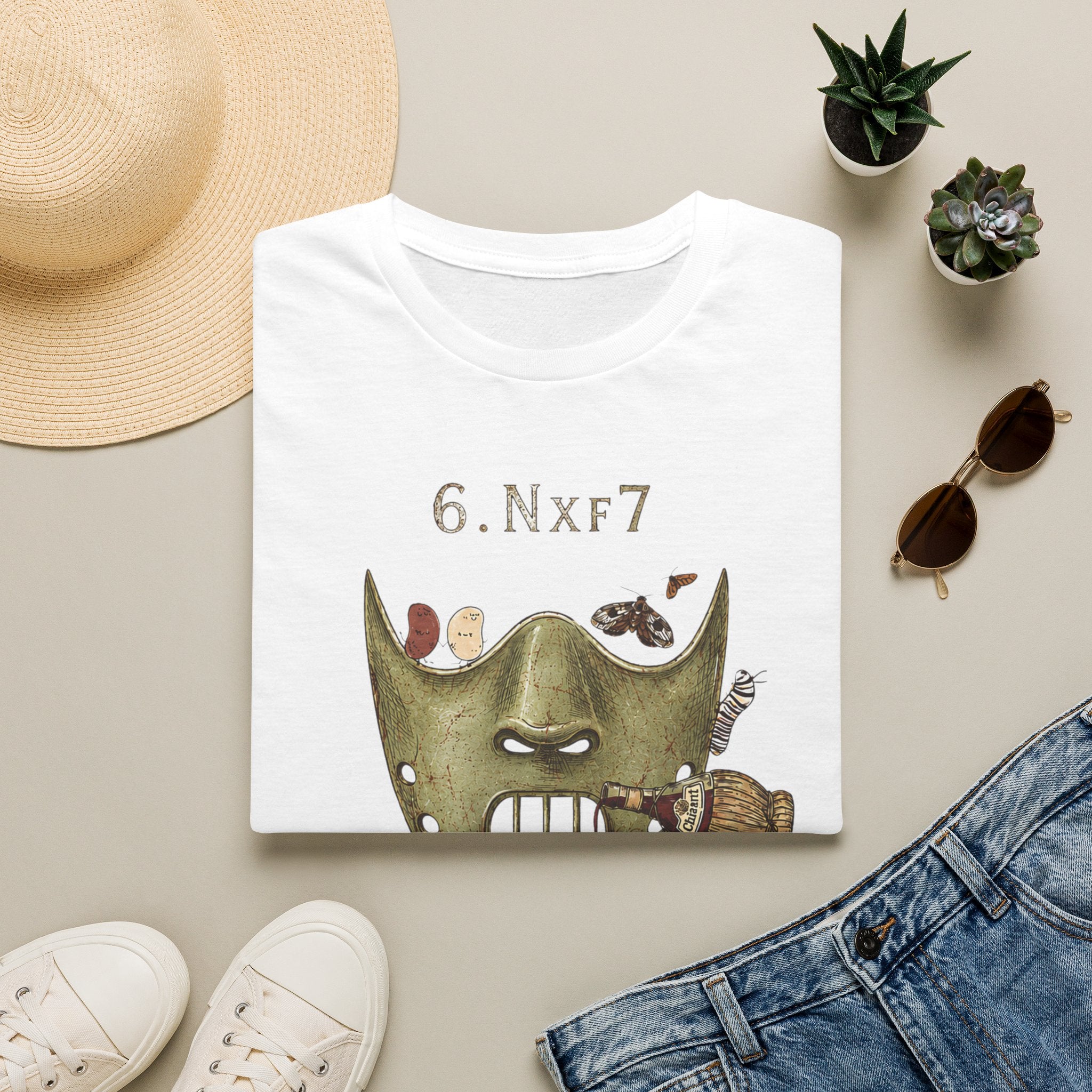 6.Nxf7 Chess Mask T‑Shirt — Novelty Chess Puzzle Tee