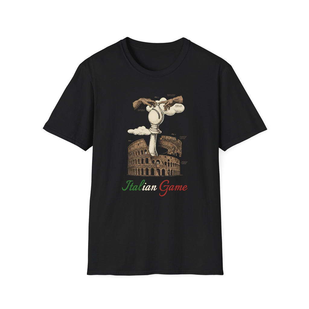 Italian Game T‑Shirt – Chess Hands Over Colosseum Graphic Tee