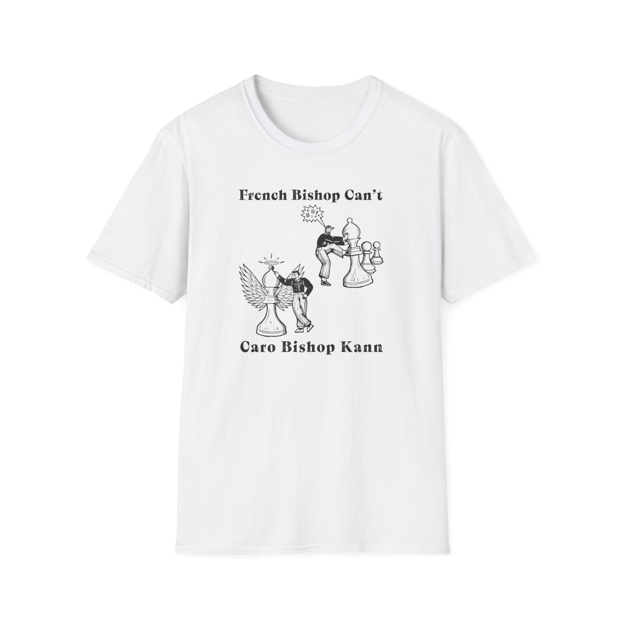 Chess T-Shirt — "French Bishop Can't / Caro Bishop Kann" Vintage Chess Humor Tee
