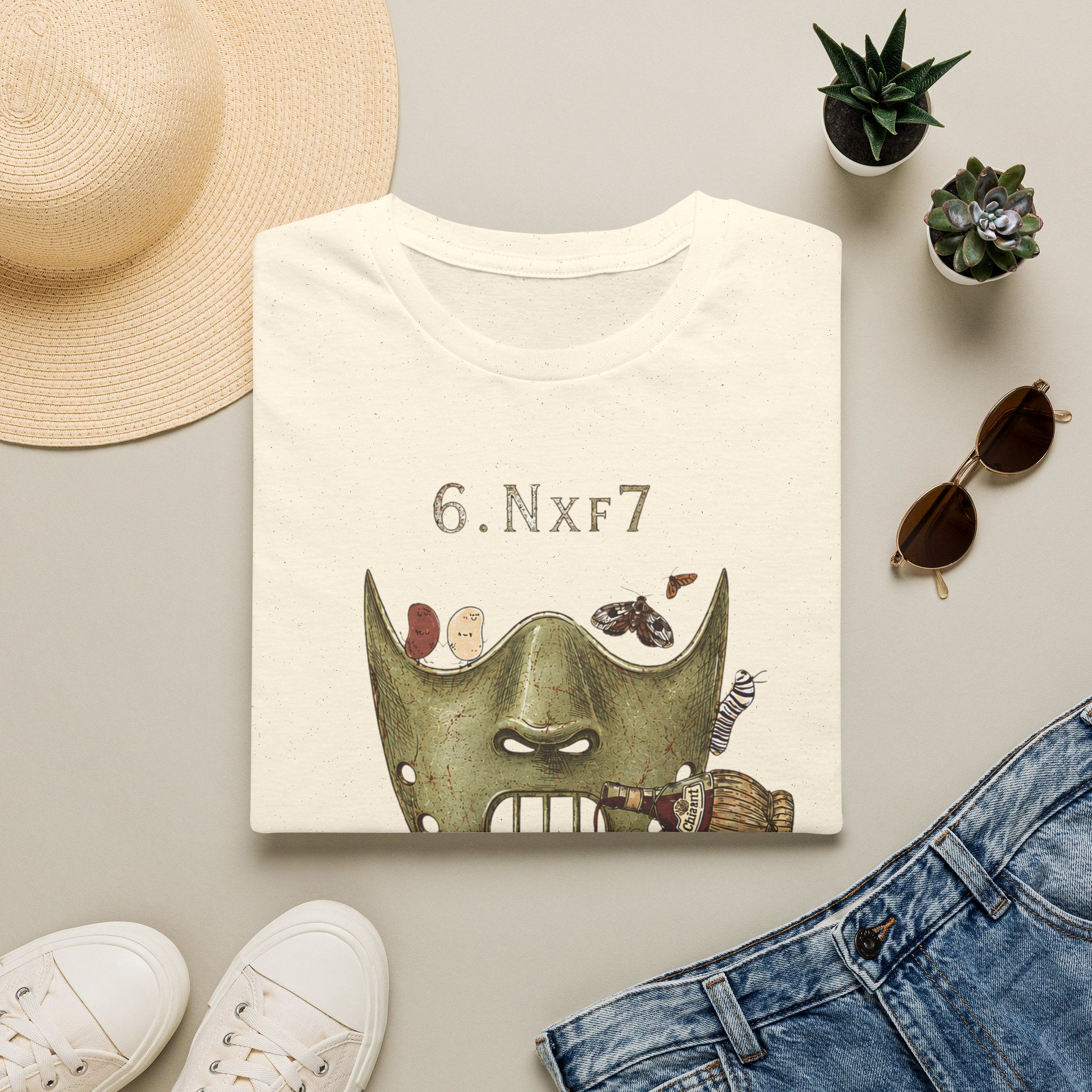 6.Nxf7 Chess Mask T‑Shirt — Novelty Chess Puzzle Tee