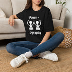Pawn-ography Chess T-Shirt — Funny Pawn High-Five Tee for Chess Players & Gifts