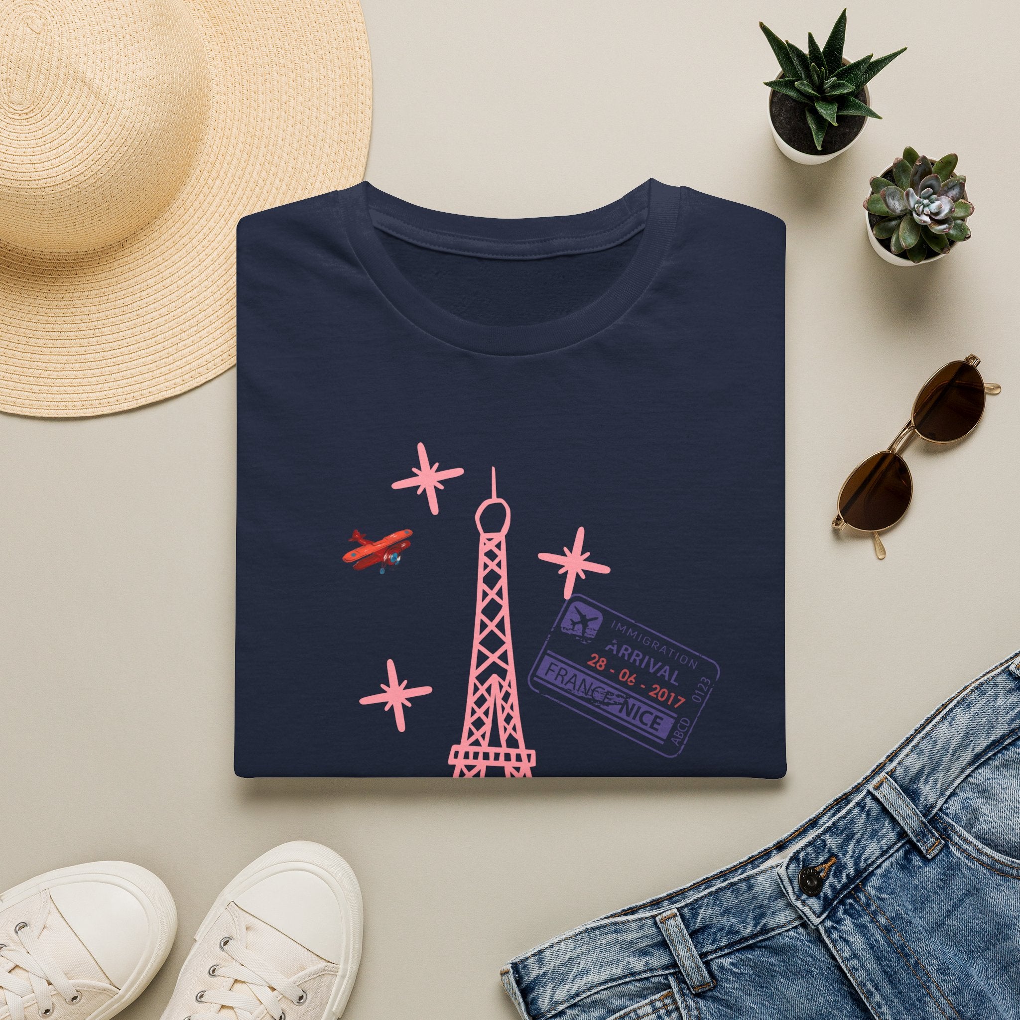 Paris Eiffel Tower Travel T‑Shirt — 'I Need Coffee' Cute Pink Landmark Tee