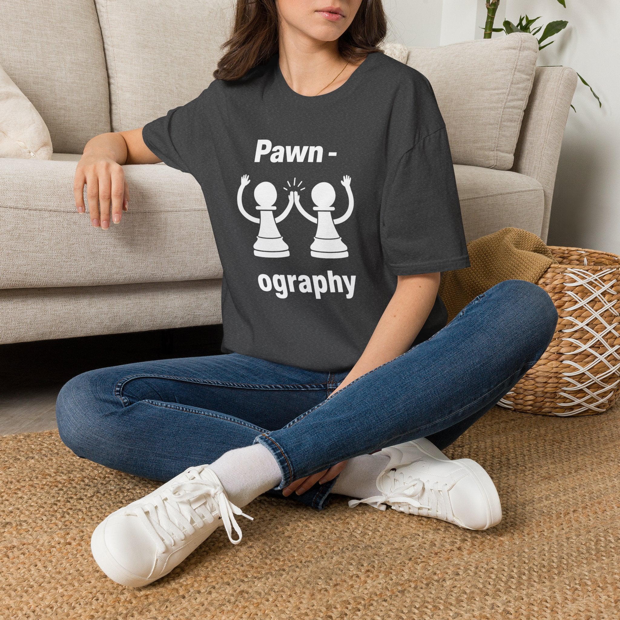 Pawn-ography Chess T-Shirt — Funny Pawn High-Five Tee for Chess Players & Gifts