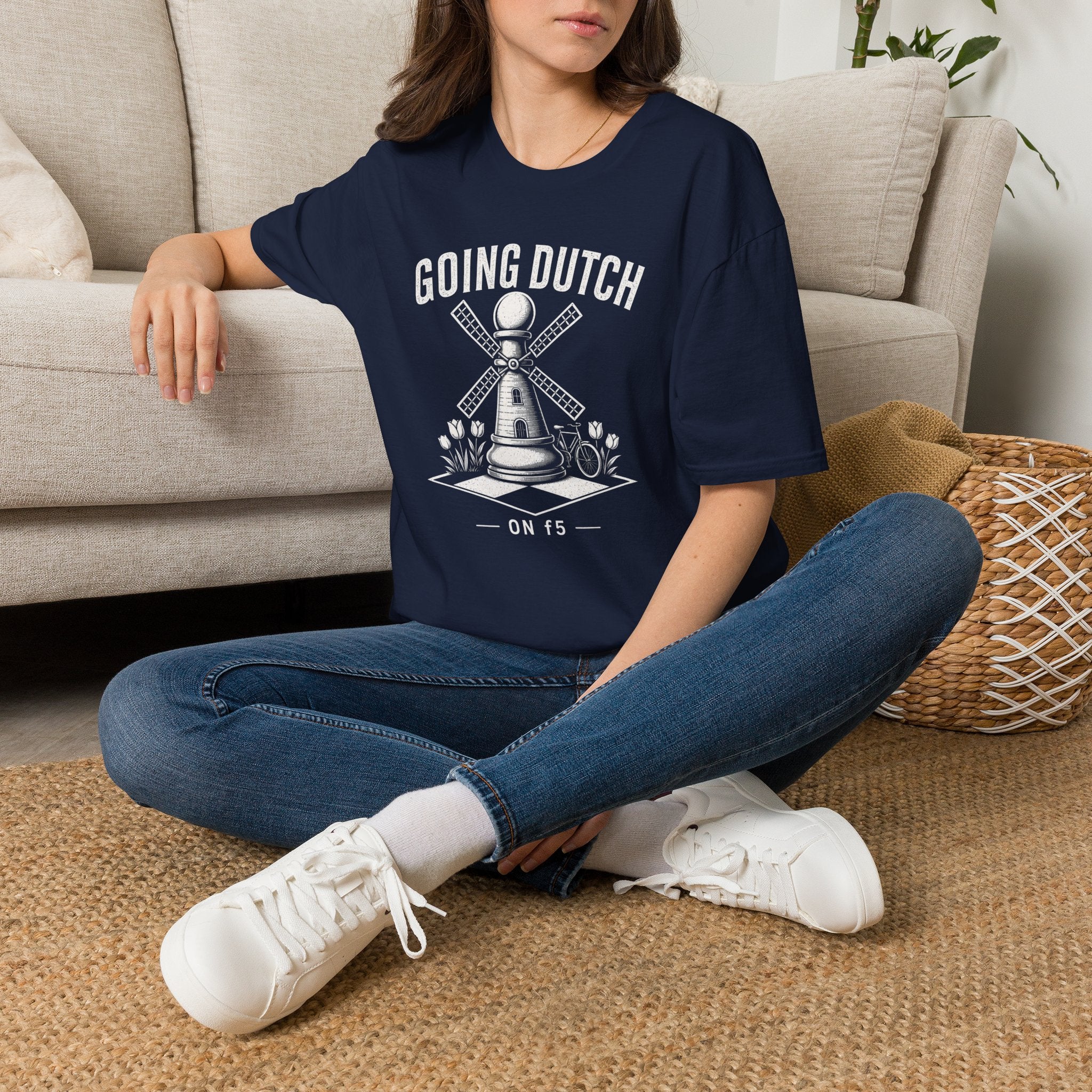 Going Dutch T-Shirt — Windmill Chess Pawn Design, Funny Chess Lover Tee