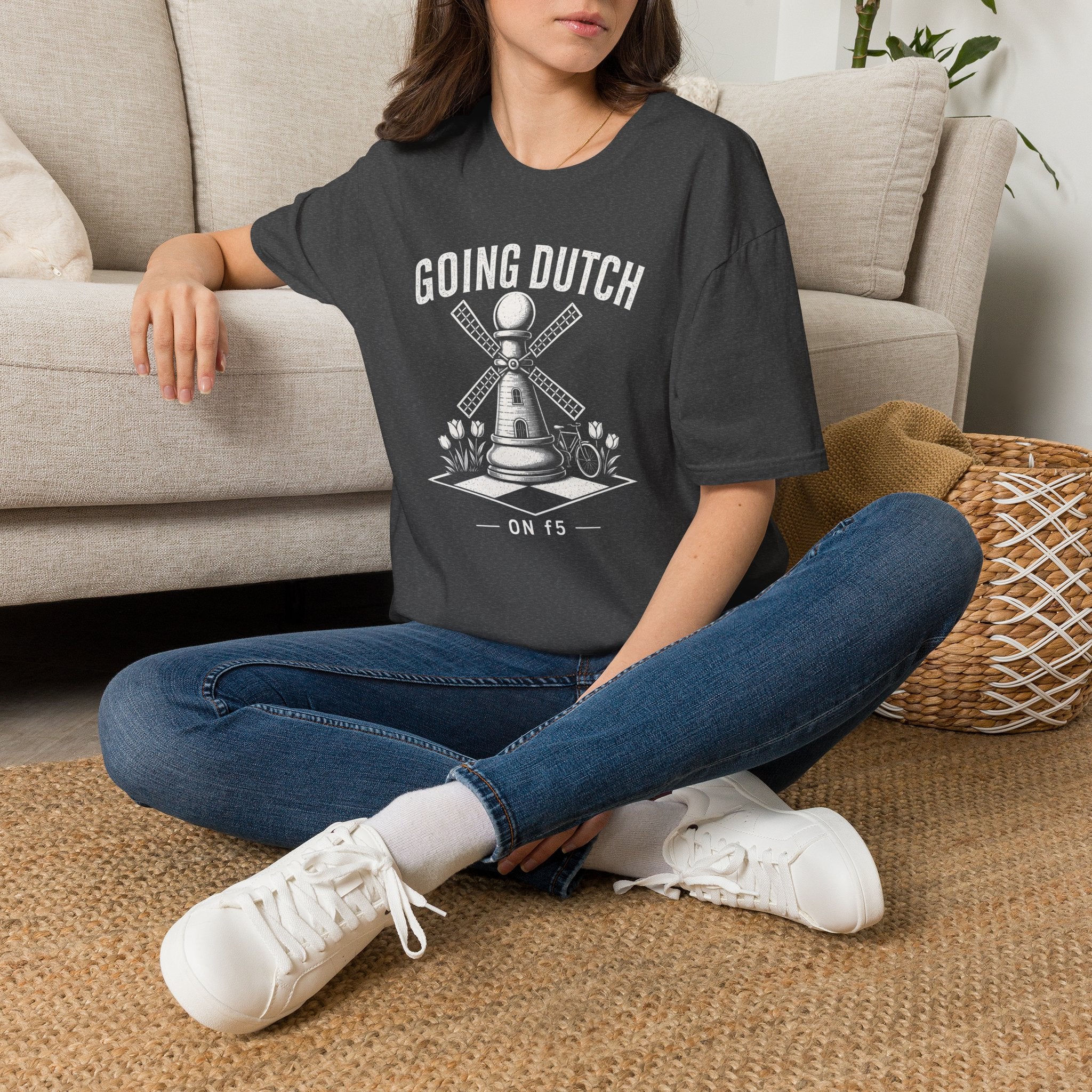 Going Dutch T-Shirt — Windmill Chess Pawn Design, Funny Chess Lover Tee