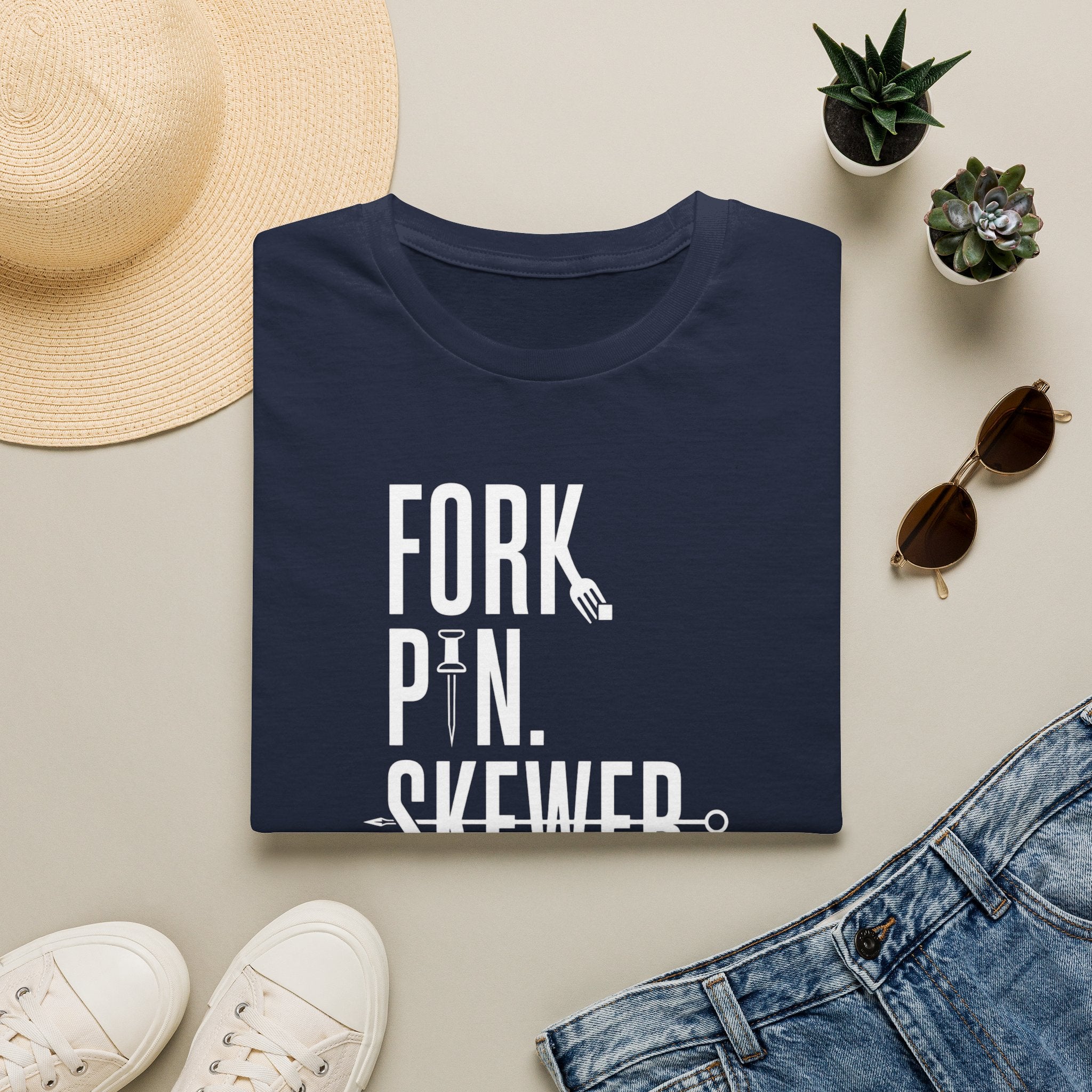 T-Shirt — 'Fork. Pin. Skewer.' Chef Tools Graphic Tee